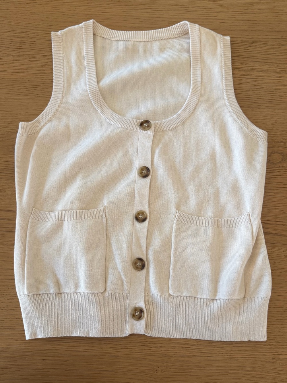 Classic White Button-Front Knit Tank Top